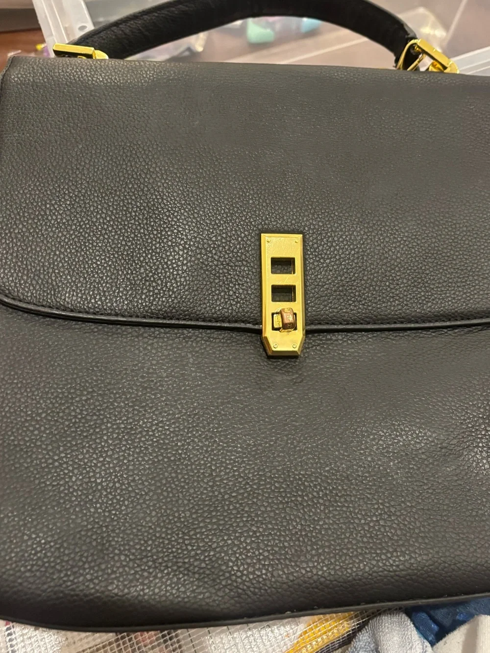 Joy Mangano Classic Black Leather Top-Handle Women's Bag
